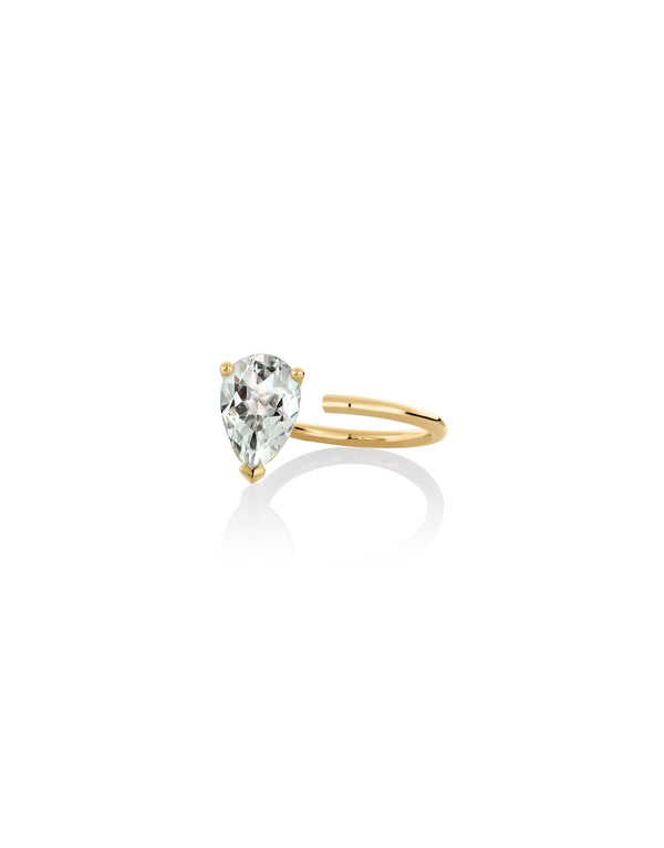 Customized Nayestones Bloom Ring in 9K Yellow Gold with Pear-Cut Green Amethyst.