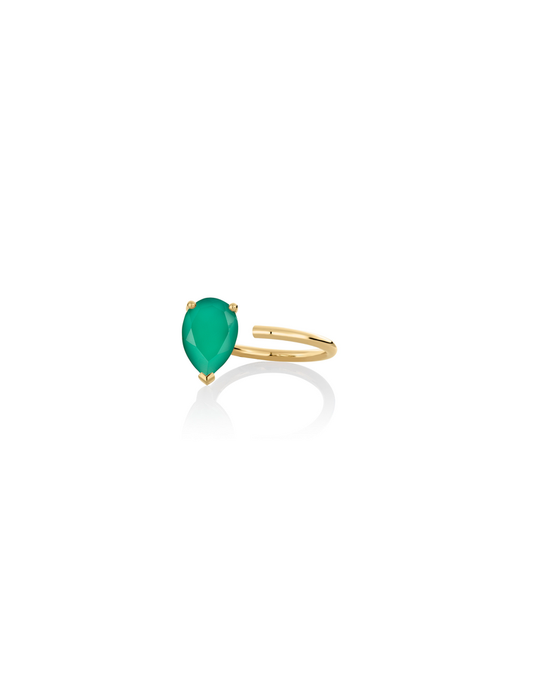 Ring 9K gold green onyx - bloom ring - Antwerp jewelry Nayestones Nayestones