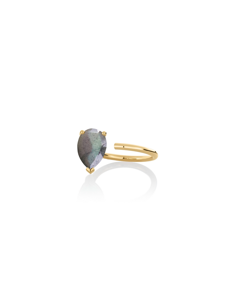 Ring 9K gold labradorite - Personalized bloom ring - Nayestones