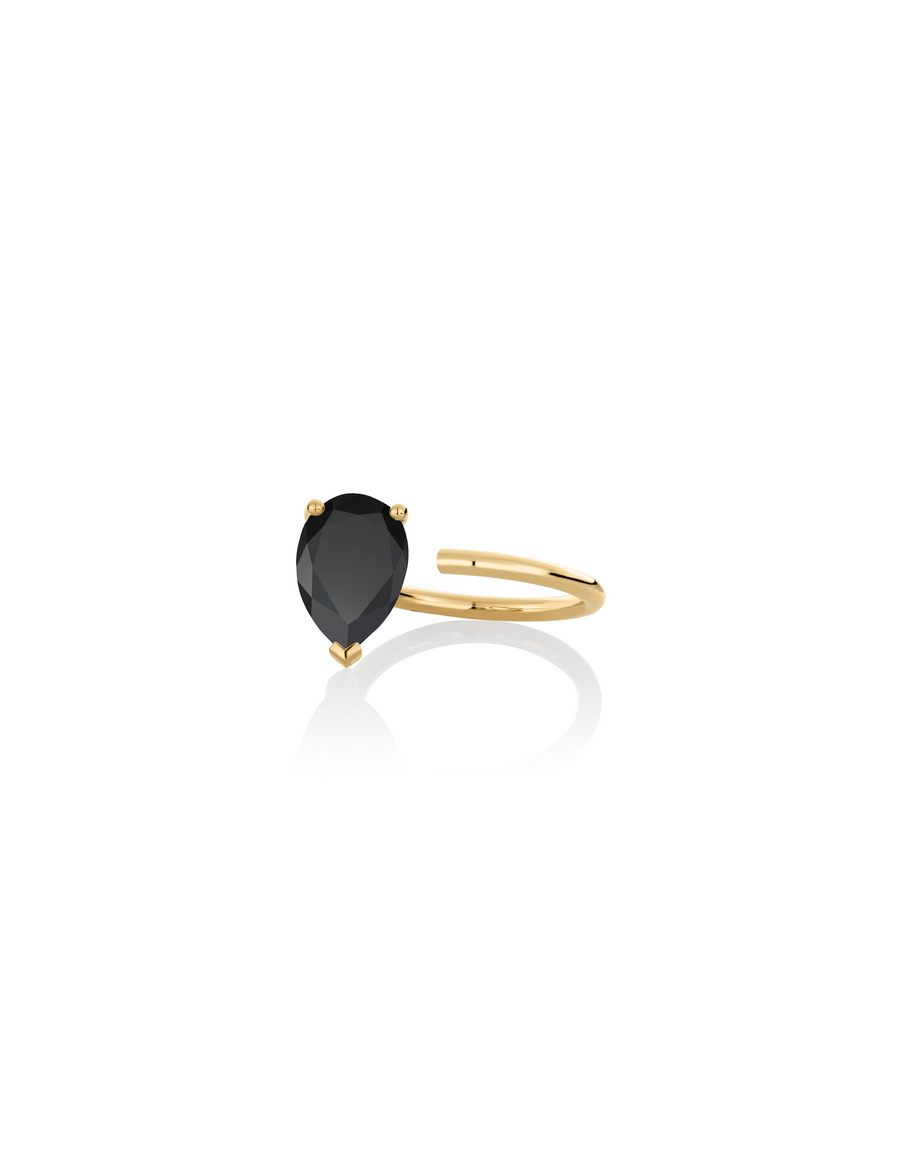 Ring 9K gold black onyx - Personalized bloom ring - Nayestones