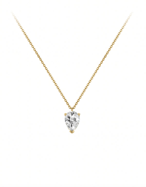 9K pear cut White Topaz gold Necklace -  Belgian Jewelry Nayestones