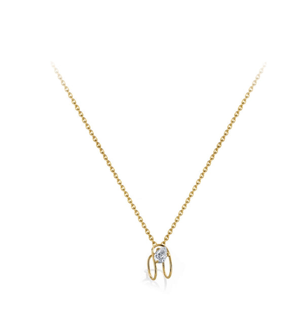 18K recycle gold - white diamond pear Cut -  carat weight : 0.25ct Chain length : 40cmm