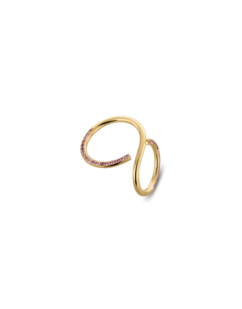 Ring 9K gold pink sapphires - Curl ring pink sapphires - Nayestones Nayestones