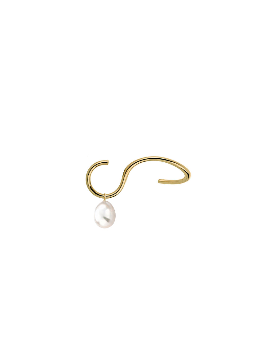 Earring 9K gold pearl - curve earring pearl - Nayestones