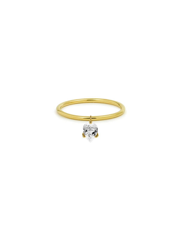 Minimal Ring 9K gold with pear cut white topaz - dazzling petite bloom ring -  Nayestones Antwerp