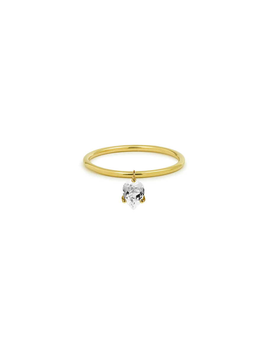 Minimal Ring 9K gold with pear cut white topaz - dazzling petite bloom ring -  Nayestones Antwerp