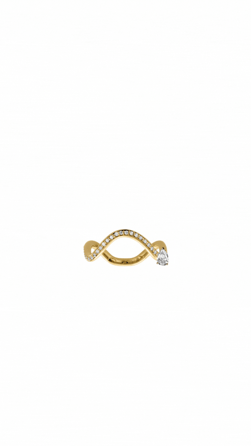 DOUBLE PETITE COMETE PEAR DIAMOND PAVÉ RING