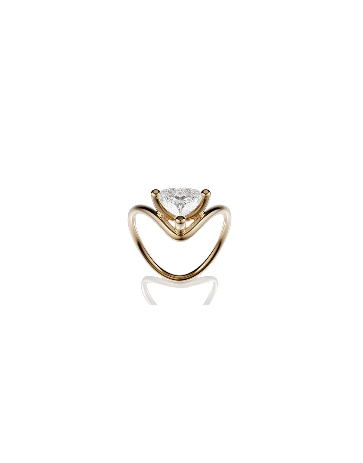 Heart Gold Ring in 18k yellow gold with a 0.75 carat diamond by Nayestones, Belgian fine jewelry 