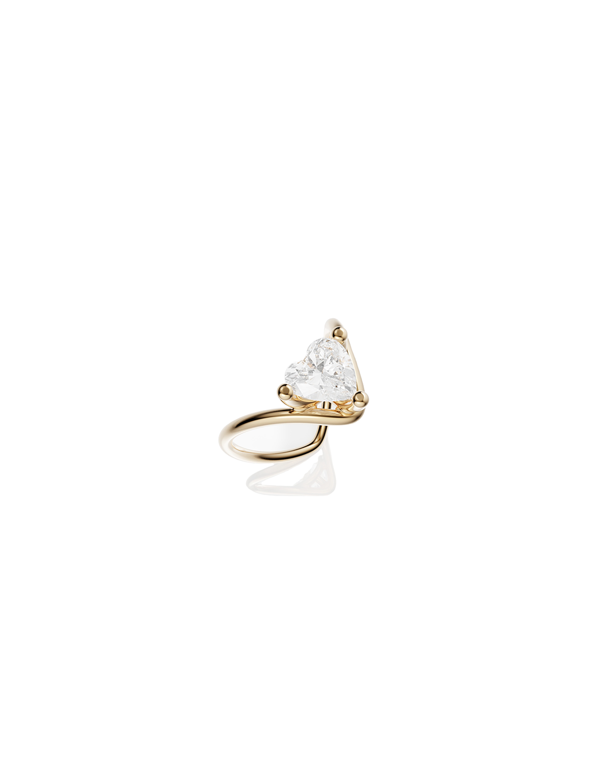 Heart Gold Ring in 18k yellow gold with a 0.75 carat diamond by Nayestones, Belgian fine jewelry.