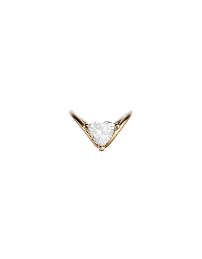 Heart Gold Ring in 18k yellow gold with a 0.75 carat diamond by Nayestones, Belgian fine jewelry  Nayestones