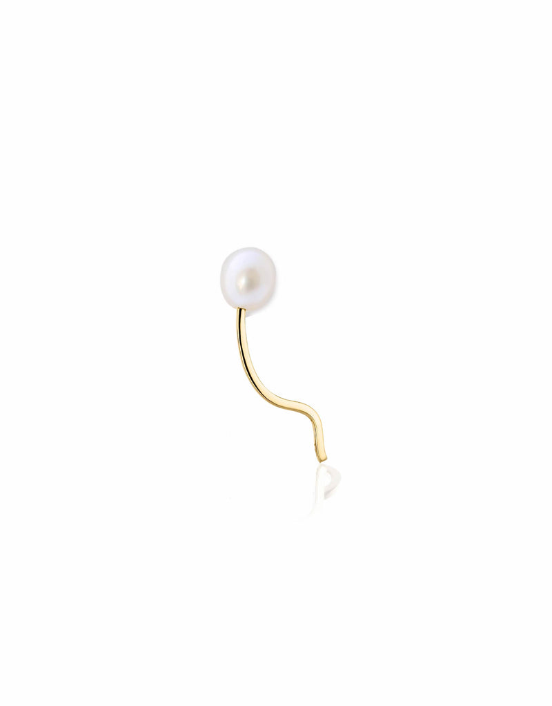 Earring 18K gold pearl - Lina big earring pearl - Nayestones Nayestones
