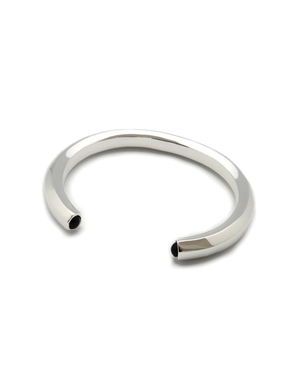 silver-plated cuff - Mecanic Cuff For Men Onyx And Silver-Plated - Nayestones