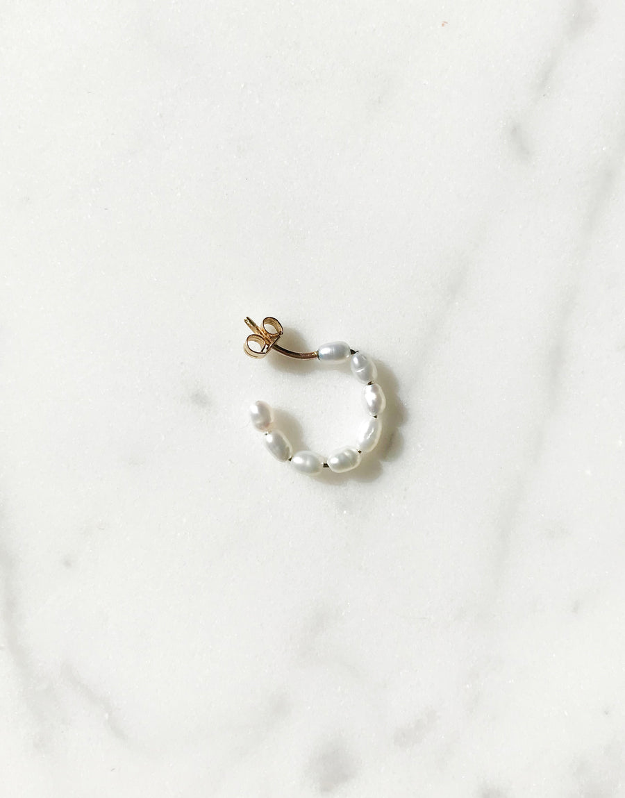 Earring 9K gold pearls - Multi pearl hoop earring - Nayestones