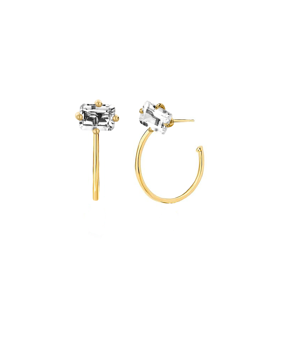 Earring creole 9K gold topaz - octogone creole earring  -  Nayestones Antwerp