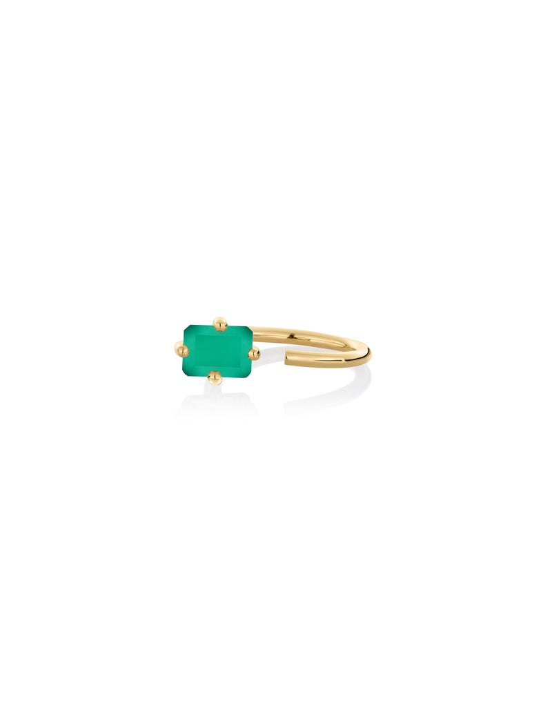 Ring 9K gold green onyx - Personalized octogone ring - Nayestones Nayestones