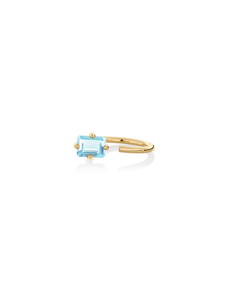 Ring 9K gold blue topaz - Personalized octogone ring - Nayestones