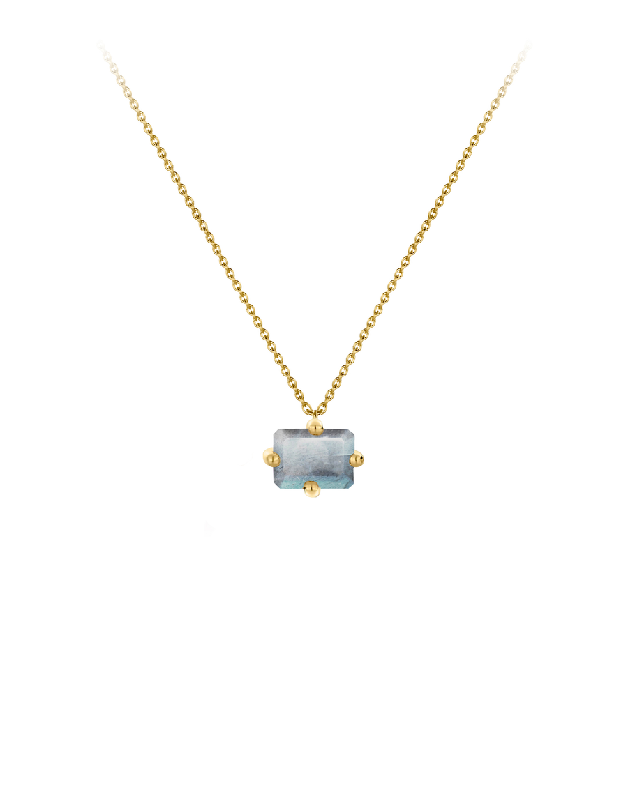 9k yellow gold octogone necklace-personalized octogone necklace labradorite - Nayestones