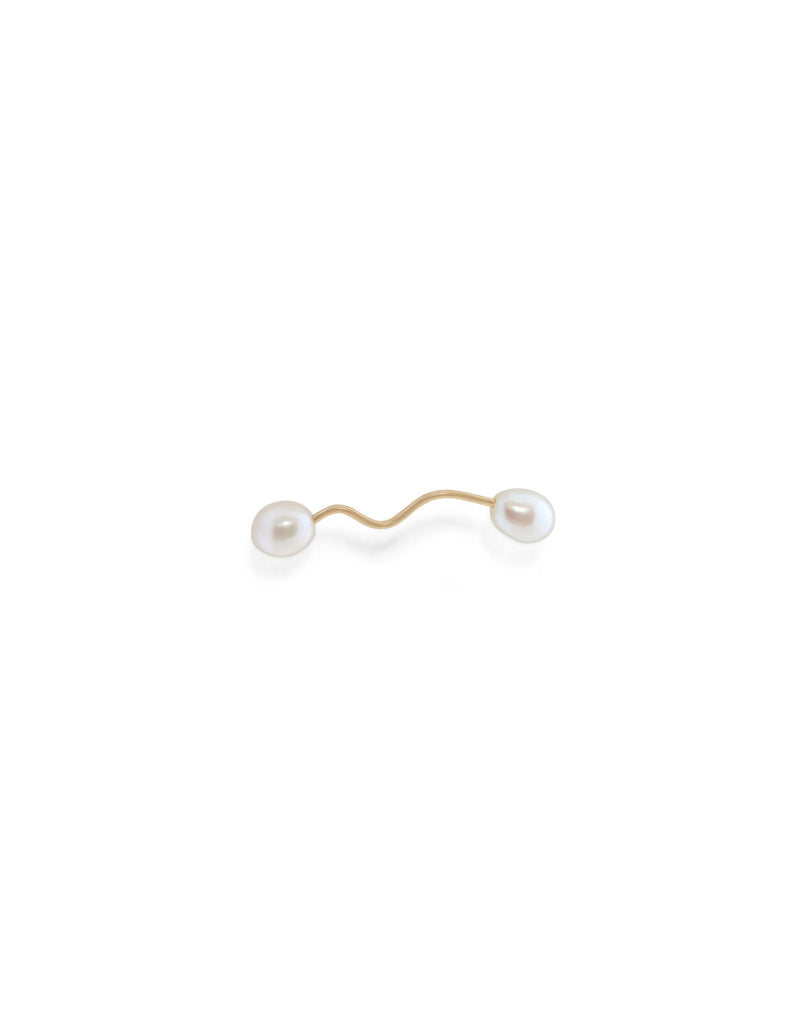 Earring 18K gold two pearls - Paloma earring pearl - Nayestones Nayestones