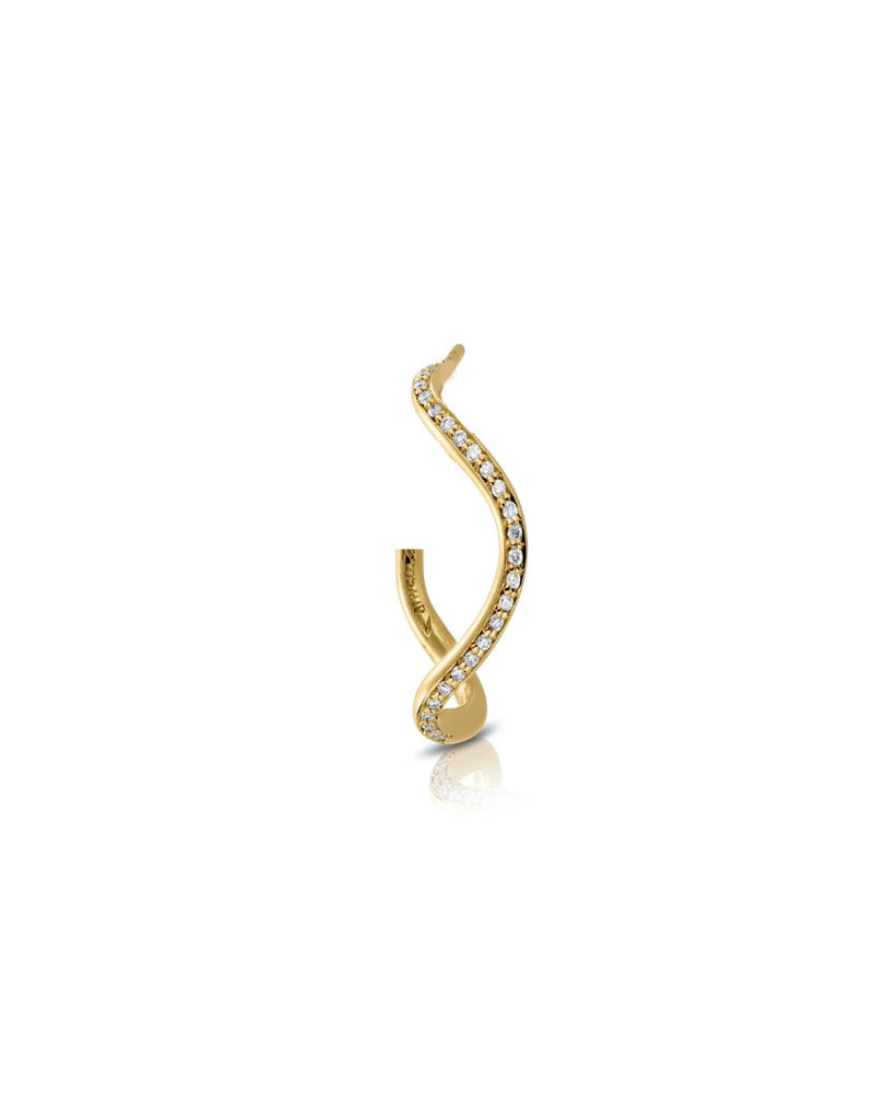18k yellow gold earring with diamonds - Petite Comete Creole Earring Diamond - Nayestones Nayestones