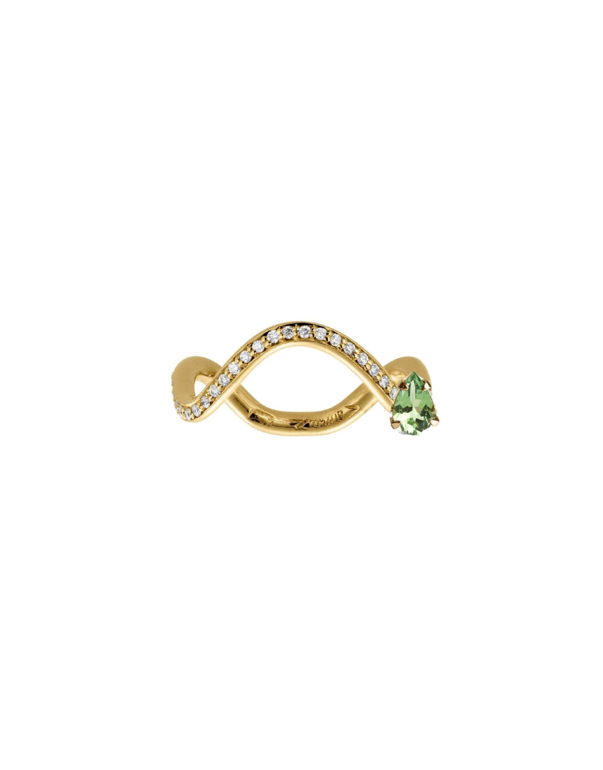 green tourmaline and diamonds minimal engagement ring - Nayestones handcrafted made in Antwerp