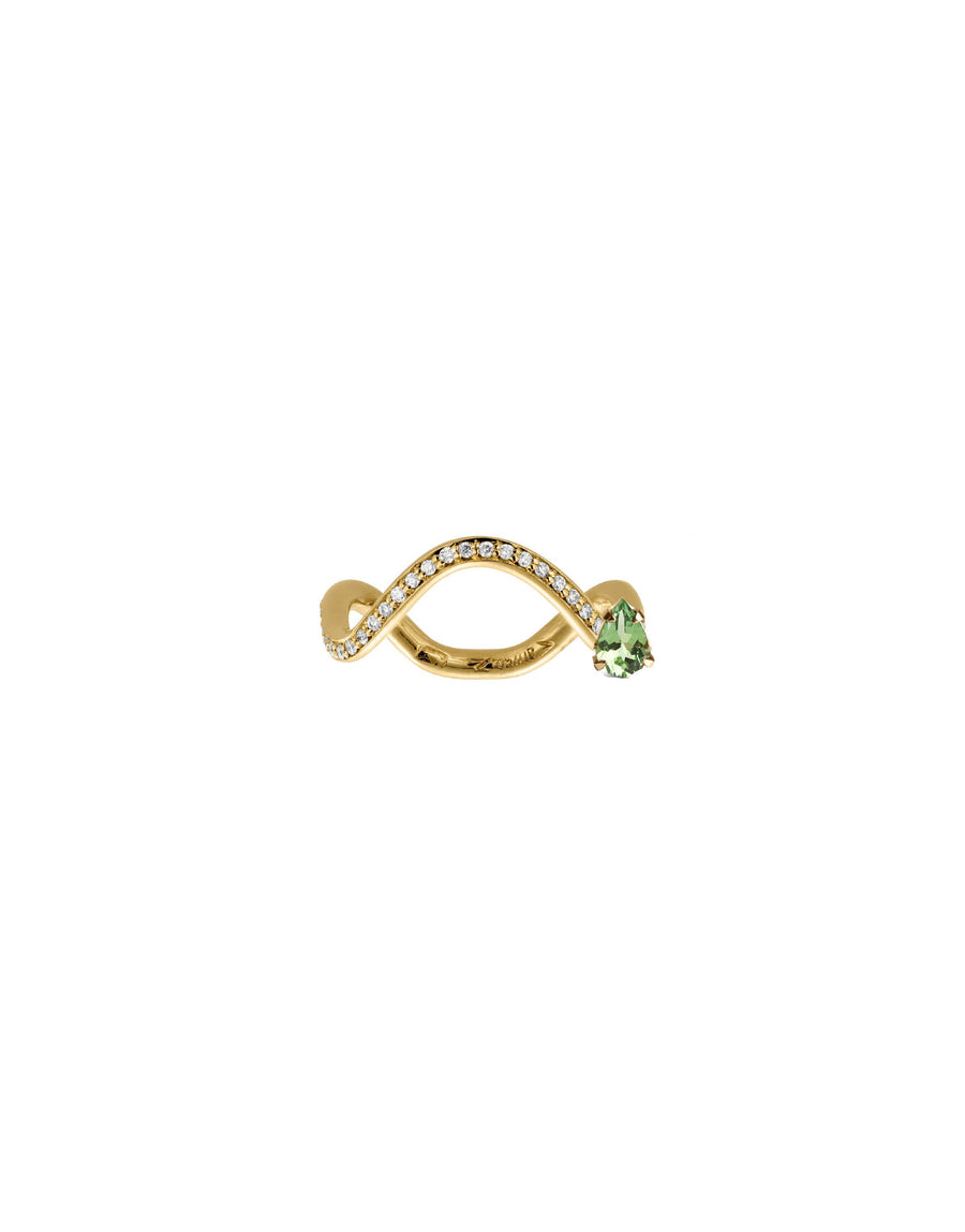 green tourmaline and diamonds minimal engagement ring - Nayestones handcrafted made in Antwerp