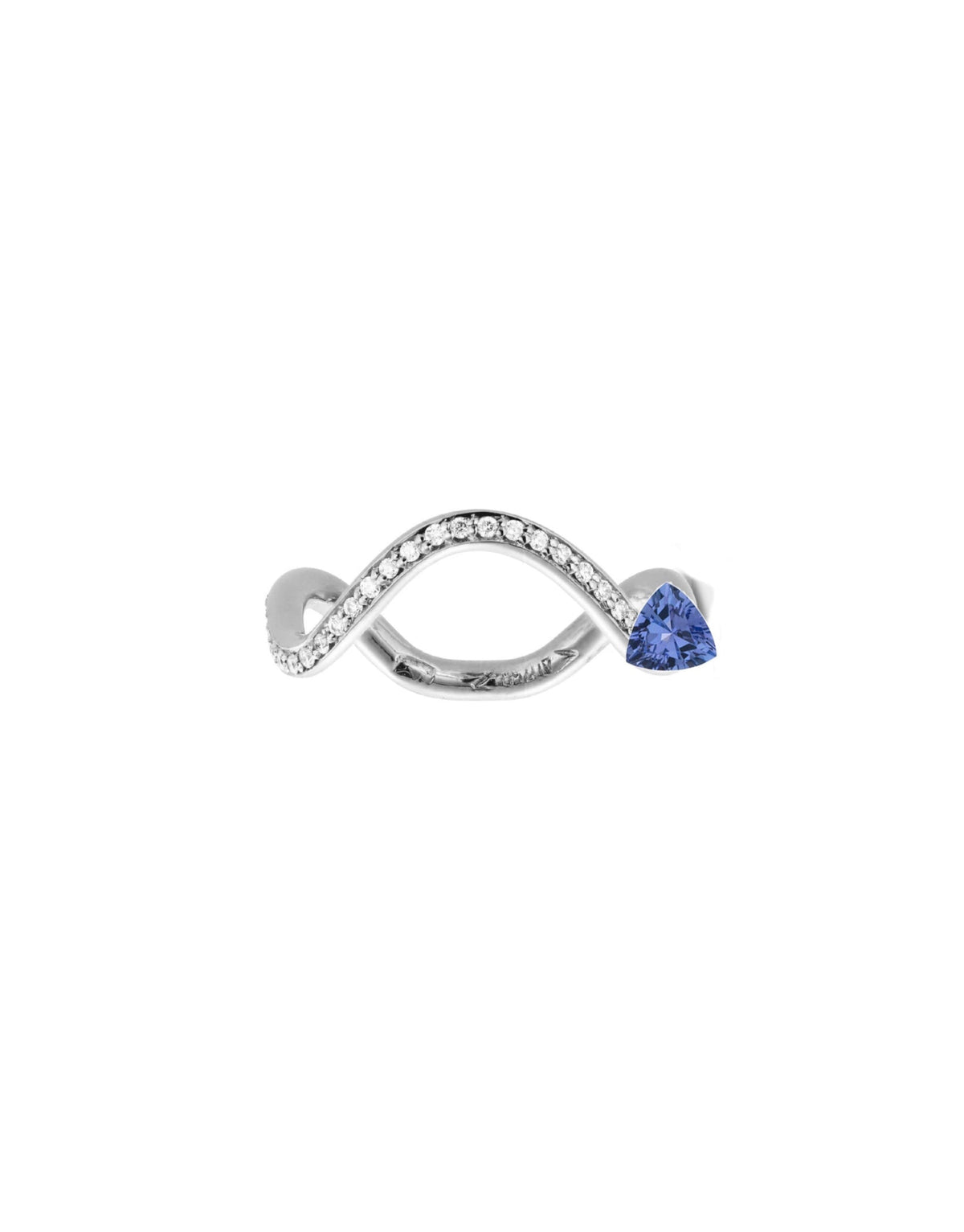 18K white gold ring with tanzanite and diamond - Nayestones  