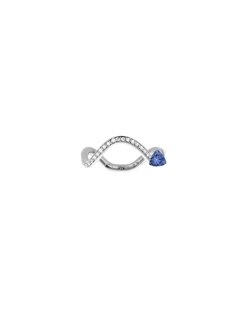 18K white gold ring with tanzanite and diamond - Nayestones   Nayestones