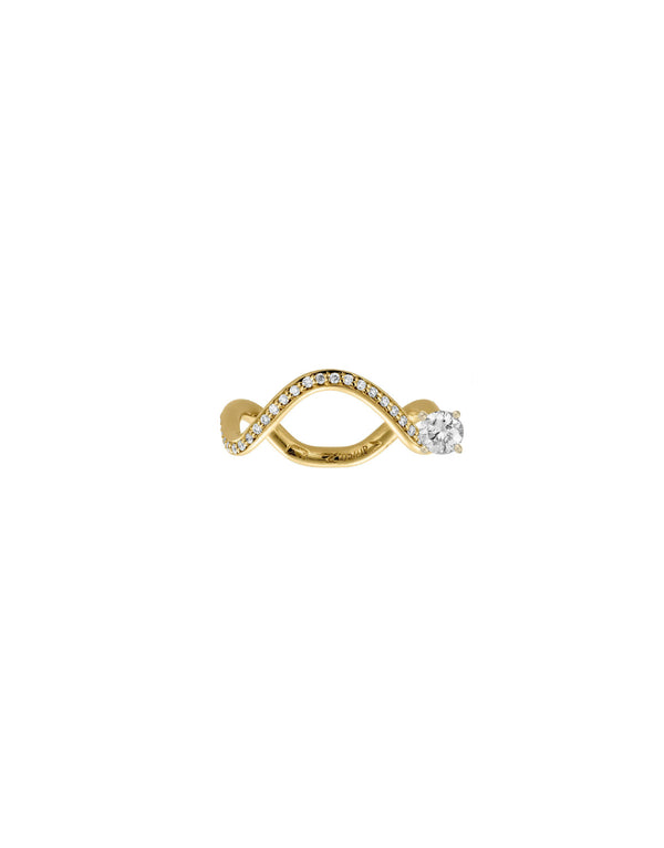 Contemporary 18K Sustainable Gold Round Brilliant Cut Diamond Solitaire Ring  Solitaire Stone,pave setting - Nayestones' Antwerp-Crafted Sustainable Jewelry