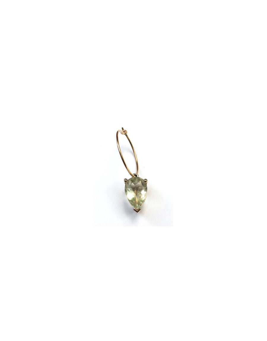 Earring 9K gold green amethyst - round bloom earring amethyst - Nayestones