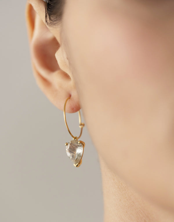 Earring 9K gold green amethyst - round bloom earring amethyst - Nayestones