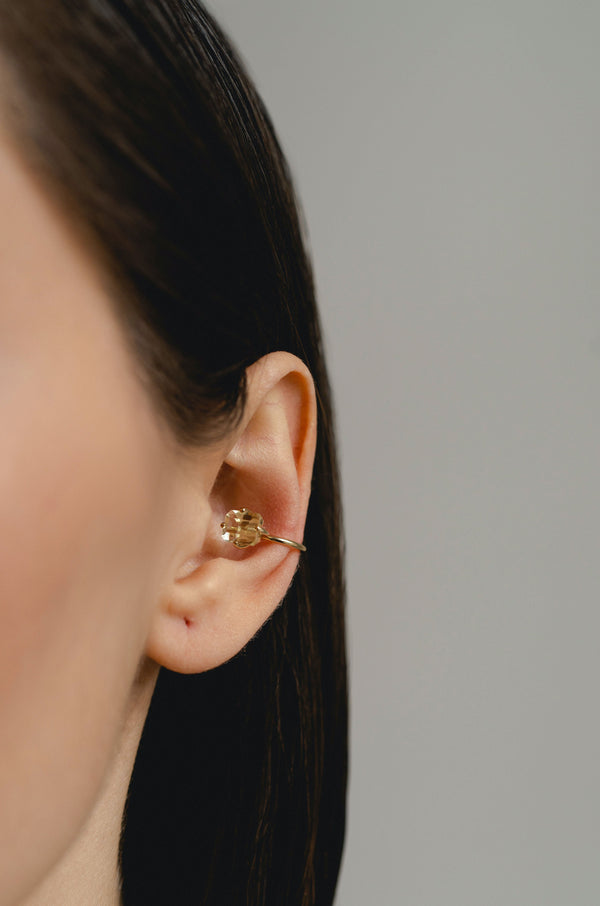 9k Yellow Gold earcuff with citrine - Signature Octogone Ear Cuff - Nayestones