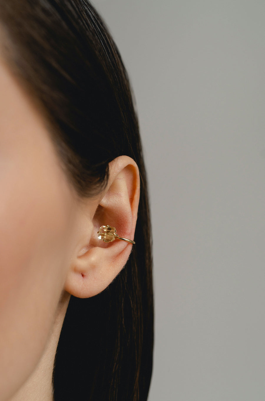 9k Yellow Gold earcuff with citrine - Signature Octogone Ear Cuff - Nayestones