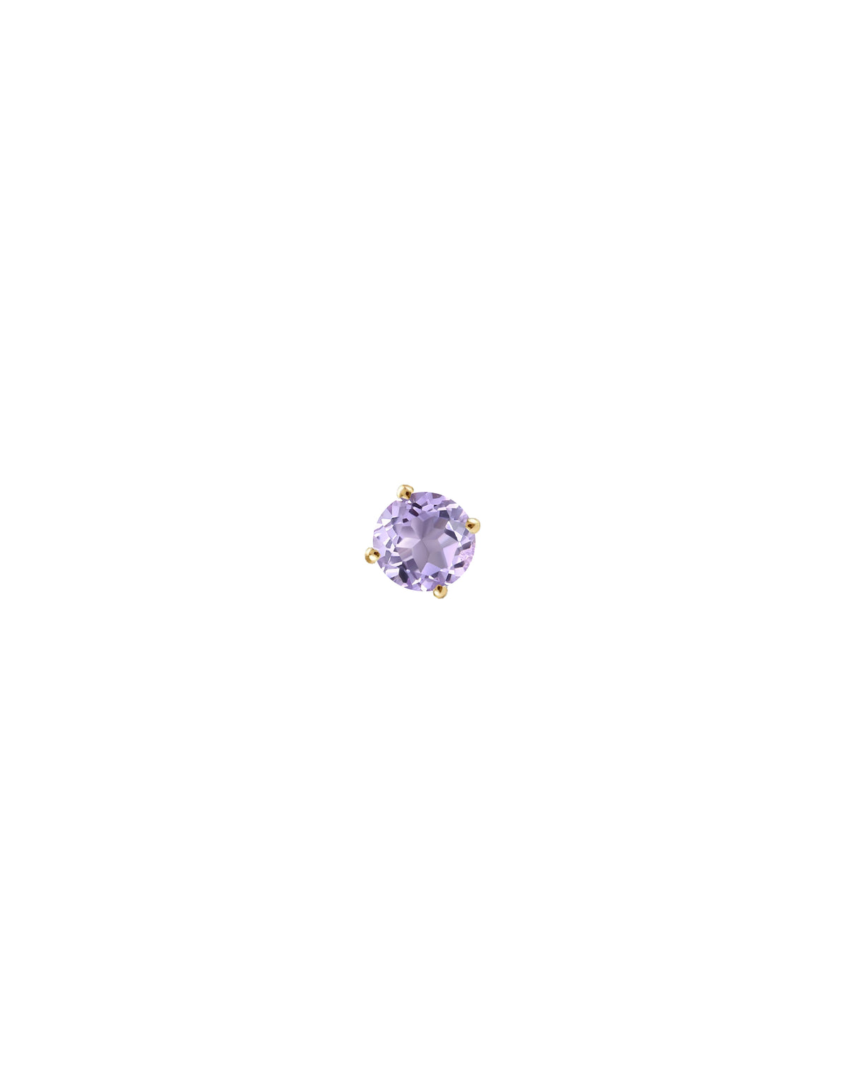 Boucle d'oreille puce en or jaune 14 et 9 carats avec une pierre d'améthyste ronde de Nayestones, bijouterie belge de haute qualité. 