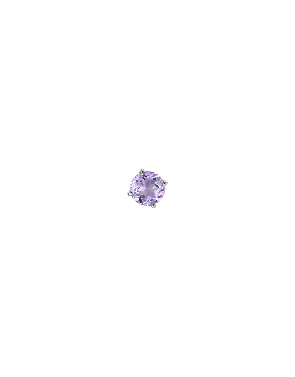 Boucle d'oreille puce en or jaune 14 et 9 carats avec une pierre d'améthyste ronde de Nayestones, bijouterie belge de haute qualité. 