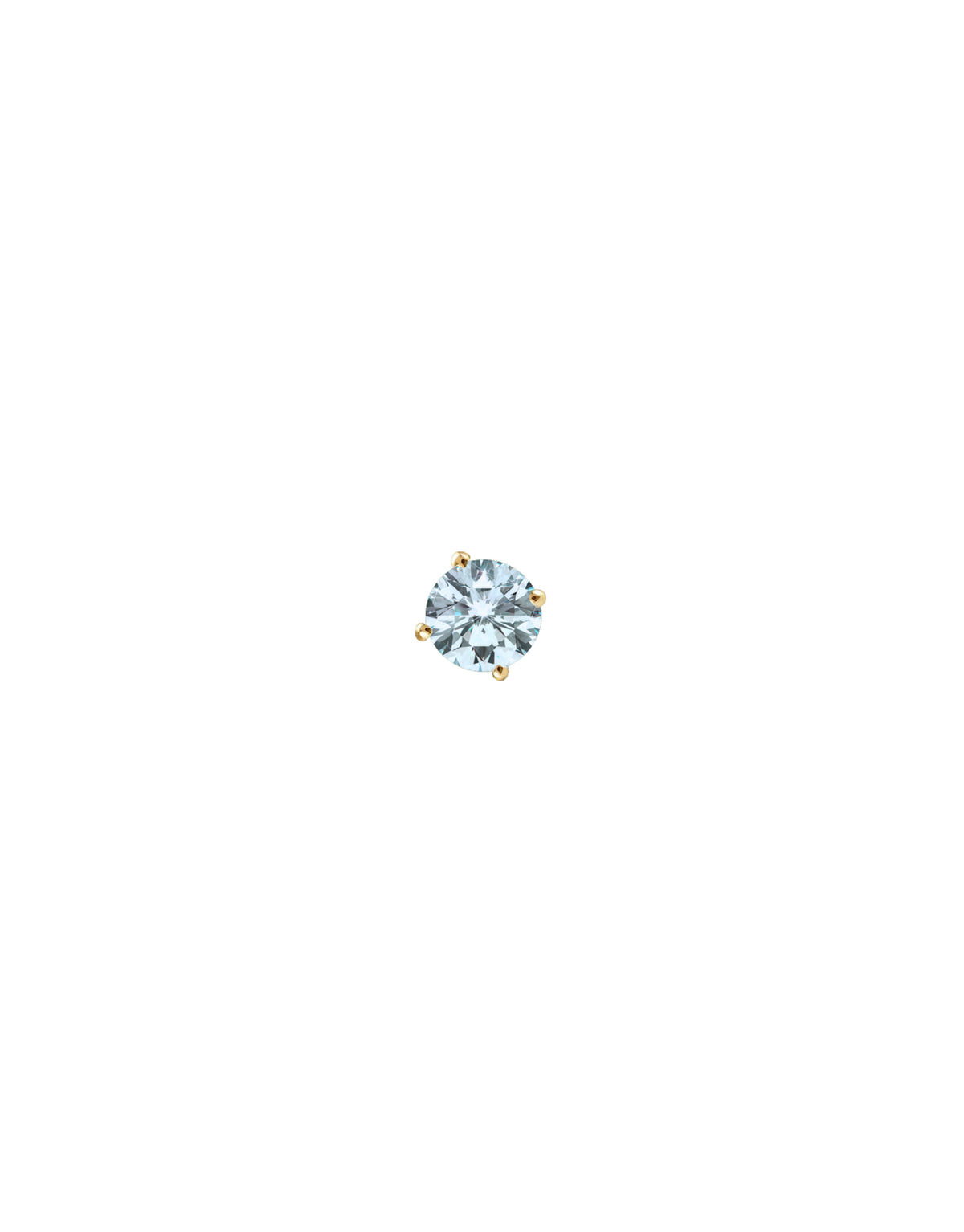 Boucle d'oreille puce en or jaune 14 et 9 carats avec une pierre aigue-marine ronde de Nayestones, bijouterie belge de haute qualité.
