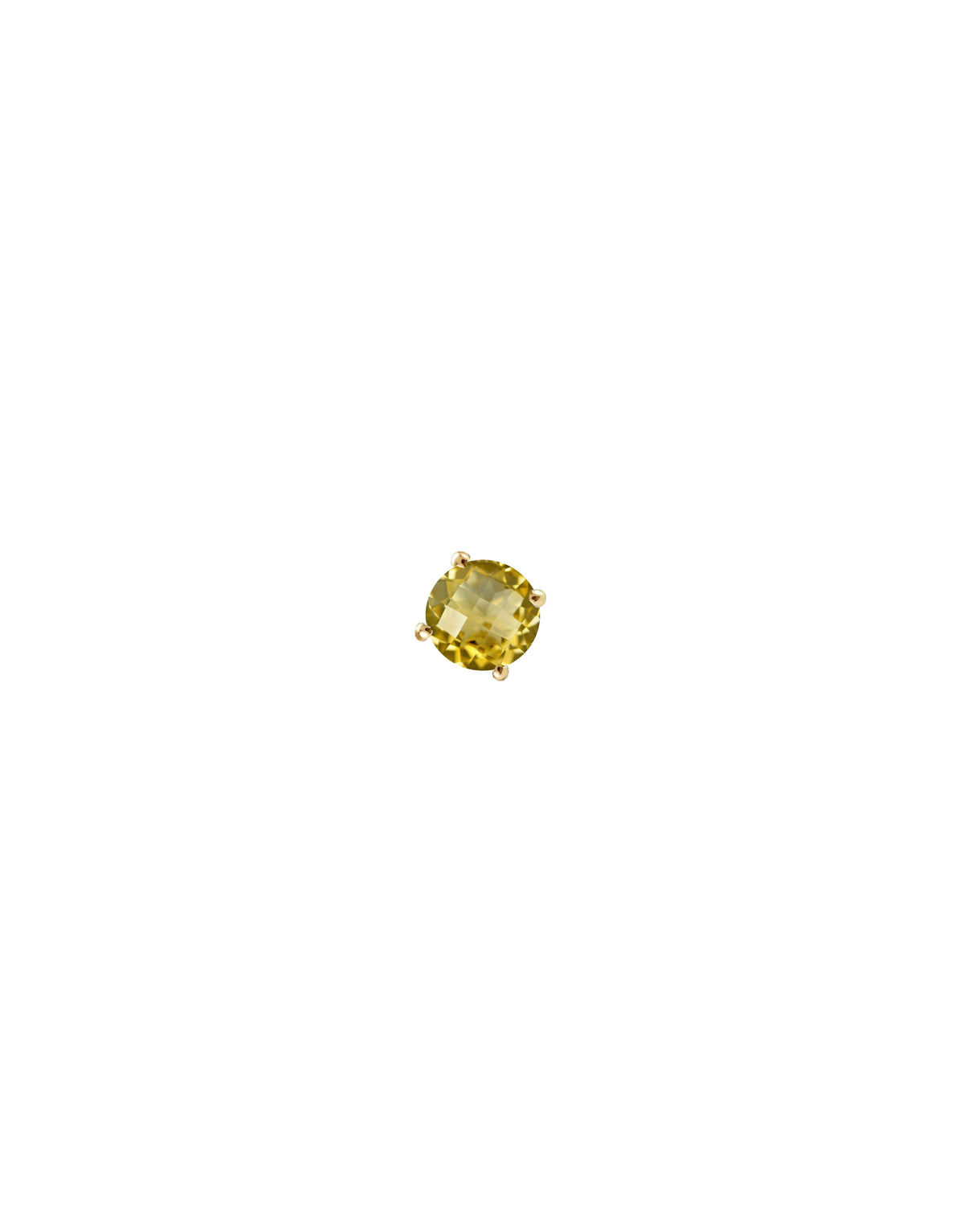 Boucle d'oreille puce en or jaune 14 et 9 carats avec une pierre de citrine ronde de Nayestones, joaillerie belge de haute qualité. 