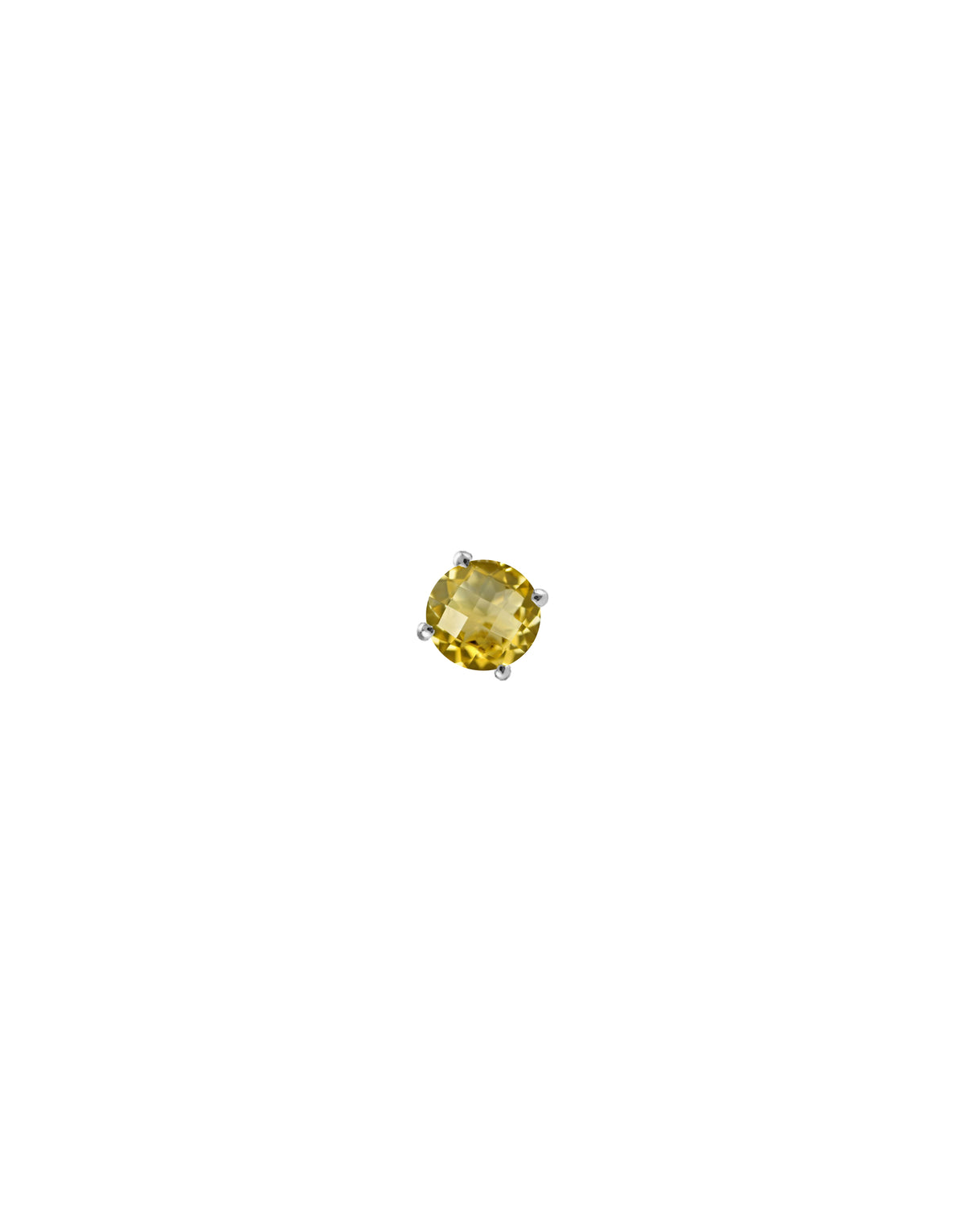 Boucle d'oreille puce en or blanc 14 et 9 carats avec une topaze blanche ronde, signée Nayestones, joaillerie belge de haute qualité. 